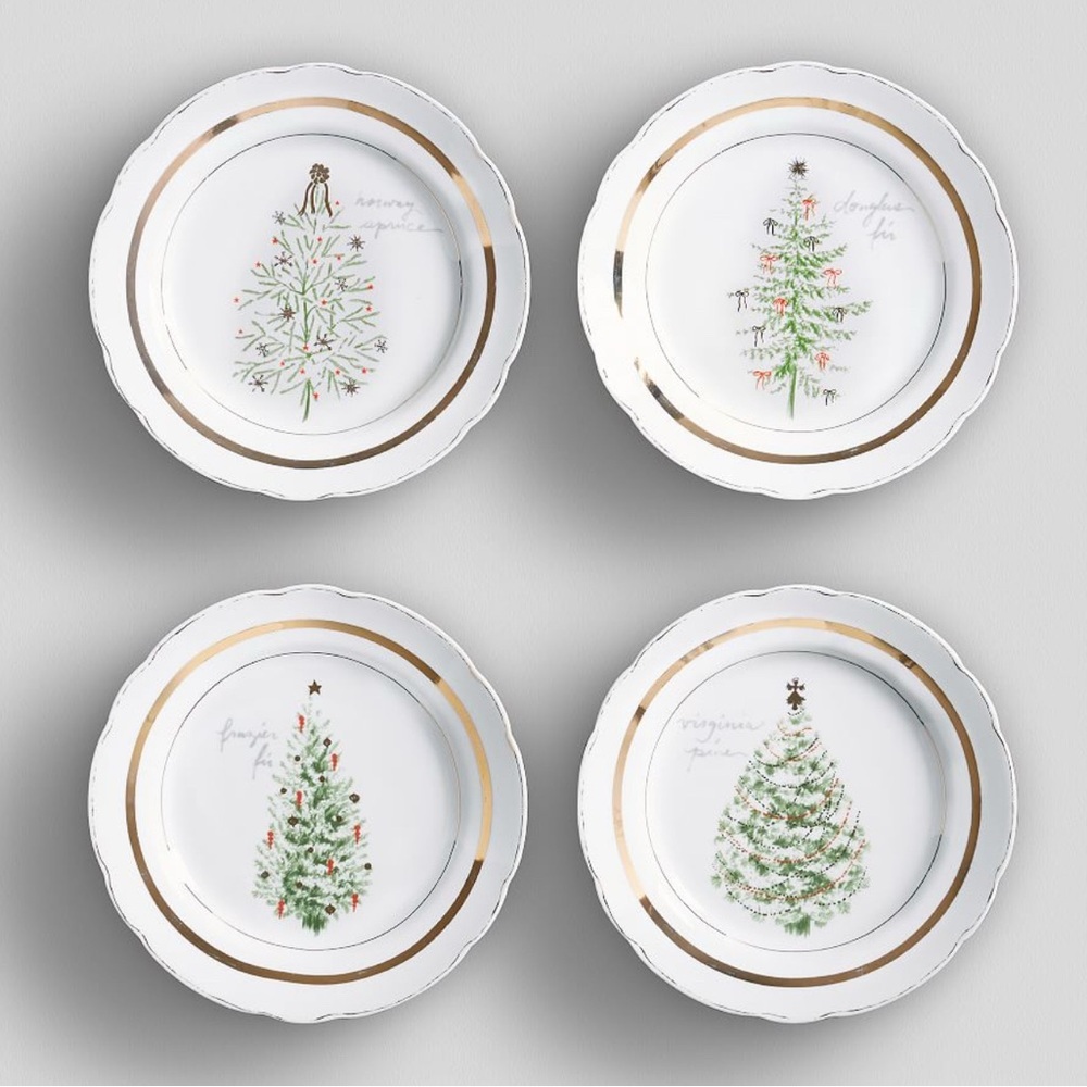 Pottery‎ Barn New Vintage Tree Appetizer Plates (set Of 4).